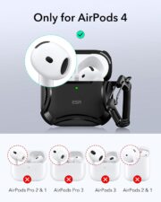 ESR for AirPods 4 Case, Compatible with AirPods 4th Generation Case (2024), Compatible with MagSafe, Powerful Drop Protection, Magnetic Lid, Cyber Series, Black - Image 2