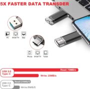 Vansuny 128GB USB C Flash Drive 2 in 1 OTG USB 3.0 + Type C Memory Stick with Keychain Dual Type C Thumb Drive Photo Stick Jump Drive for Android Smartphones, Computer, Tablet, PC - Image 2