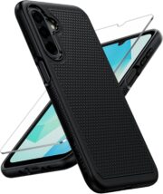 FNTCASE for Galaxy A17/A16 5G Phone Case - Samsung A17 Military Grade Drop Protection, 14ft Drop Tested, Screen Protector Included, Anti-Slip Matte Textured, TPU+PC Dual Layer Shockproof Cover (Black)
