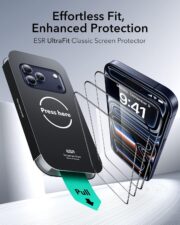 ESR 3 Pack for iPhone 17e/iPhone 16e/iPhone 14/iPhone 13/13 Pro Screen Protector, Military Grade Shatterproof, 9H Hardness, Full Coverage Tempered Glass with UltraFit Tray - Image 2