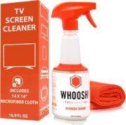 WHOOSH! Pro 16.9 fl oz Refillable TV Screen Cleaner & Microfiber Cloth - Streak-Free Cleaner for Flat Screens, OLED, LCD, Smart TV, Monitors - Non-Toxic, Odorless - Electronics Cleaning Kit