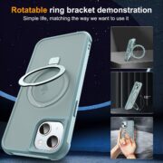 Compatible with iPhone 13 Case & iPhone 14 Case with Invisible Magnetic O-Ring Stand Translucent Phone Cases for 13 & 14 6.1" [Compatible with Mag-Safe][Great Grip Feeling], Blue | 6.1", Great Grip Feeling - Image 2