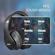 Uliptz Wireless Bluetooth Headphones, 65H Playtime, 6 EQ Sound Modes, HiFi Stereo Over Ear Headphones with Microphone, Foldable Lightweight Bluetooth 6.0 Headset for Travel/Office/Cellphone/PC - Image 2