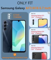 FNTCASE for Galaxy A17/A16 5G Phone Case - Samsung A17 Military Grade Drop Protection, 14ft Drop Tested, Screen Protector Included, Anti-Slip Matte Textured, TPU+PC Dual Layer Shockproof Cover (Black) - Image 2