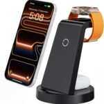Anlmz 3 in 1 Charging Station for iPhone, Wireless Charger for iPhone 17 16e 16 15 14 13 12 11 X Pro Max & Apple Watch - Wireless Charging Station for AirPods 4 3 Pro
