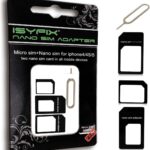 iSYFIX Sim Card Adapter Nano Micro - Standard 4 in 1 Converter Kit with Steel Tray Eject Pin