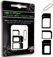 iSYFIX Sim Card Adapter Nano Micro - Standard 4 in 1 Converter Kit with Steel Tray Eject Pin