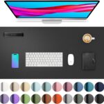 Click to see full view Aothia Leather Office Desk Pad Protector, Non-Slip PU Leather Desk Blotter, Waterproof Laptop Writing Mouse Pad for Office and Home, Black, 31.5" x 15.7"