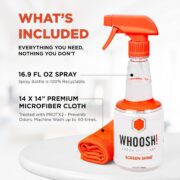 WHOOSH! Pro 16.9 fl oz Refillable TV Screen Cleaner & Microfiber Cloth - Streak-Free Cleaner for Flat Screens, OLED, LCD, Smart TV, Monitors - Non-Toxic, Odorless - Electronics Cleaning Kit - Image 2