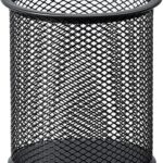 Amazon Basics Wire Mesh Pen Cup, Office Caddy Storage, Black, ‎3.7" x 3.3"