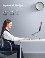 Lamicall Adjustable Laptop Stand, Portable Laptop Riser, Aluminum Laptop Stand for Desk Foldable, Ergonomic Computer Notebook Holder for MacBook Air Pro HP, Office Desk Accessories (10-17.3'')- Silver - Image 4