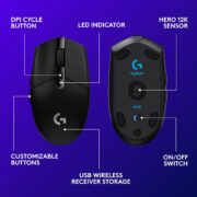 Logitech G305 Lightspeed Wireless Gaming Mouse, Hero Sensor, 12,000 DPI, Lightweight, 6 Programmable Buttons, 250h Battery, On-Board Memory, Compatible with PC, Mac - Black - Image 5