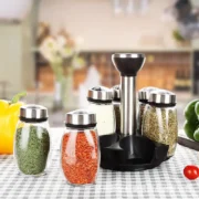 360°rotating rack seasoning glass bottled cooking bottle barbecue seasoning jar - Image 6