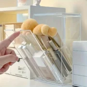 1pc Adjustable Transparent Acrylic Makeup Brush Holder - Sleek Cosmetic Organizer for Brushes, Beauty Tools, Desk or Vanity, No- - Image 3