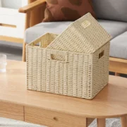Woven Storage Basket Large Sundries Snack Toy Organizer Basket Wardrobe Closet Organzier - Image 4