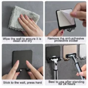 Bathroom Space Aluminum Razor Holder Storage Hook Wall Men Shaving Shaver Shelf - Image 5