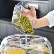 360° Rotating Grain Dispenser Grain Storage Box Transparent Sealed Jar - Image 6