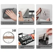 Wall Hanging Corner Rectangular Rack Bathroom Shelf Towel Rack Shelves - Image 5