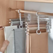 Trouser Rack Hangers Stainless Steel Folding Pant Rack Tie Hanger Shelves - Image 2