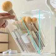 1pc Adjustable Transparent Acrylic Makeup Brush Holder - Sleek Cosmetic Organizer for Brushes, Beauty Tools, Desk or Vanity, No- - Image 2