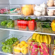 1pc Refrigerator Organizer Bins Stackable Fridge Food Storage Box With Handle Clear Plastic - Image 4
