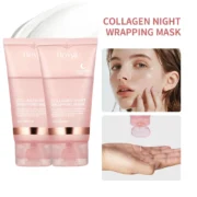 Collagen Overnight Wrapping Peel Off Facial Mask Set Korean Collagen Night Wrapping Mask Deeply Hydrates Night Care Mask Cream - Image 3