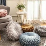 Throw Pillow for Couch Decorative 3D Pumpkin Vehicle Wheel Round Velvet Cushion - Image 4