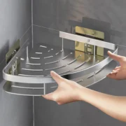 Wall Hanging Corner Rectangular Rack Bathroom Shelf Towel Rack Shelves - Image 6