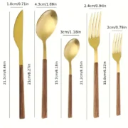 30pcs Stainless Steel Imitation Wooden Handle Cutlery Set Dinnerware Clamp - Image 6