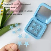 Blue/Yellow Stars Hydrocolloid Pimple Patches with Mirror Storage Box,Acne Spot Stickers For Face,Temporary Mirror Makeup Tool - Image 4