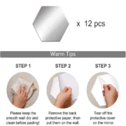 12Pcs 3D Mirror Wall Sticker DIY Hexagon Shape wall sticker Removable Living-Room - Image 5
