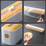 2 In 1 Food Film Dispenser Magnetic Wrap Dispenser With Cutter Storage Box - Image 5