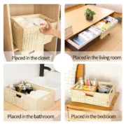 Woven Storage Basket Large Sundries Snack Toy Organizer Basket Wardrobe Closet Organzier - Image 6