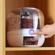 360° Rotating Grain Dispenser Grain Storage Box Transparent Sealed Jar - Image 3