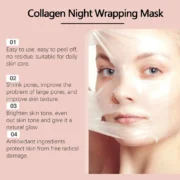 Collagen Overnight Wrapping Peel Off Facial Mask Set Korean Collagen Night Wrapping Mask Deeply Hydrates Night Care Mask Cream - Image 4