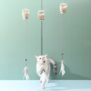 Cat Toy Interactive Cats Leak Food Feather Toys with Bell