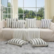 Olanly Cotton Pillow Cover 45x45cm Striped Cushion Cover Decorative Pillowcase For Sofa - Image 5